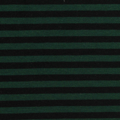 Dark Green Horizontal-Stripe Rib Knit, Viscose-Cotton, 240 gsm