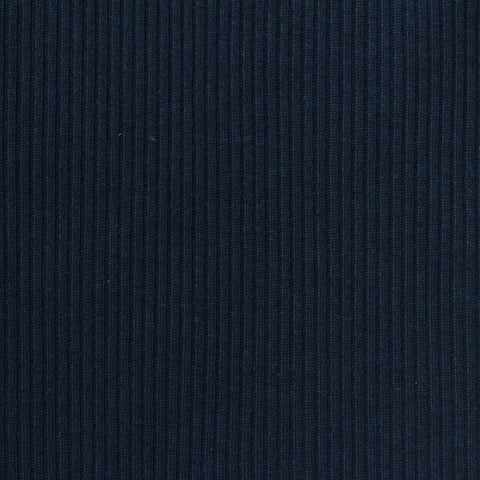 Polyester Cotton Blend Rib Knit Fabric, 300 gsm, 124 cm — Navy