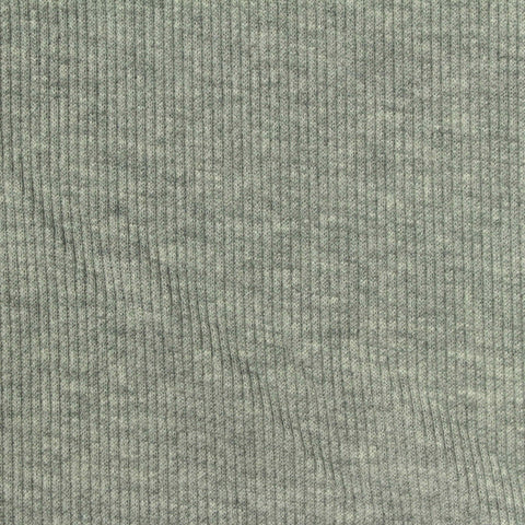 Heathered Grey Marl Rib Knit, Polyester, 310 gsm, 165 cm