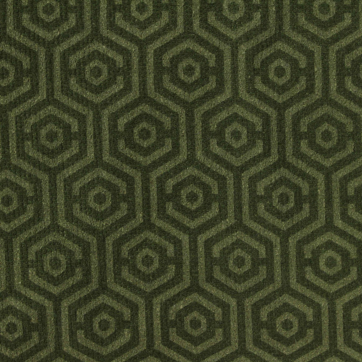 Dark Green Geometric-Hexagon Interlock Knit, Poly-Cotton