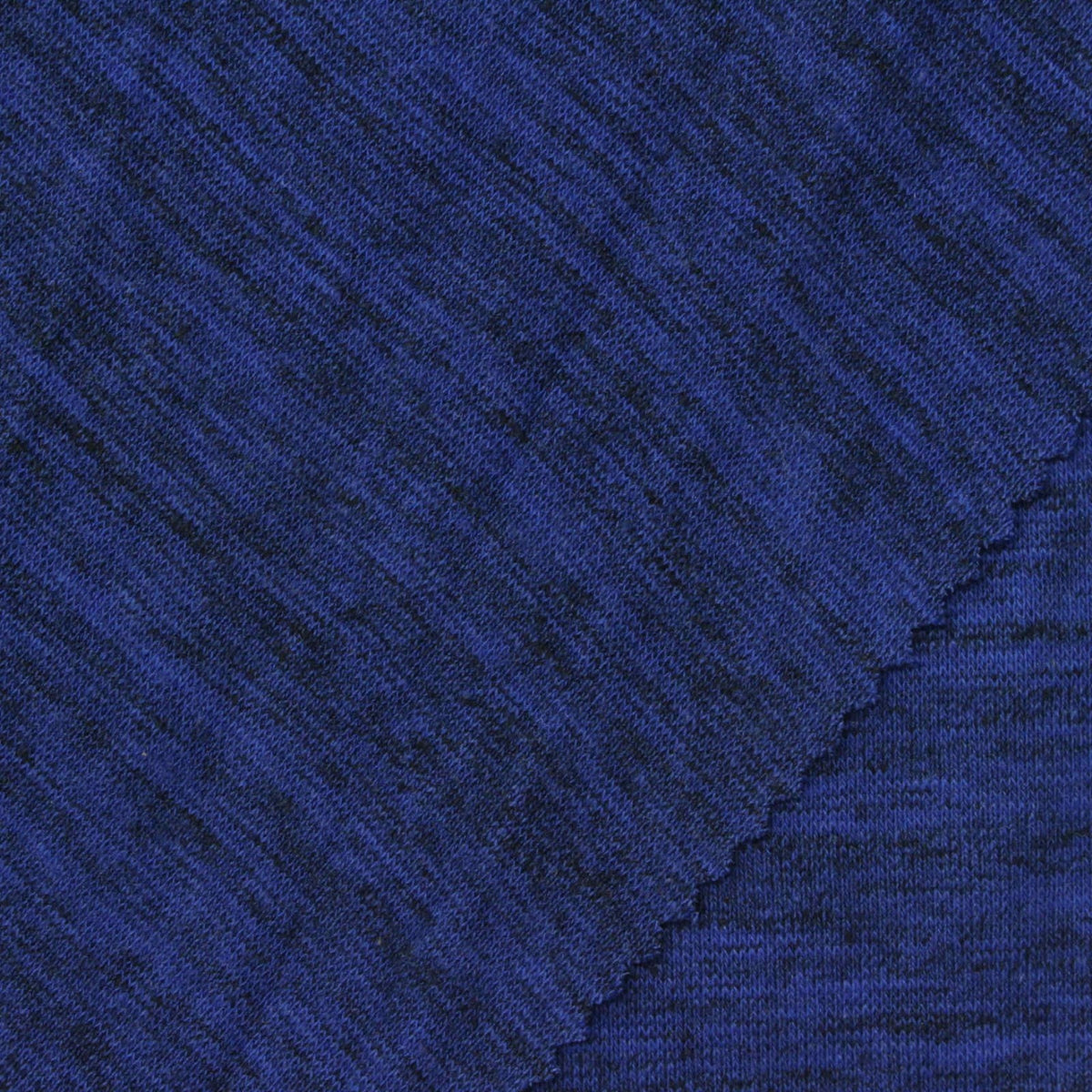 Blue Marl Rib Knit, Cotton-Poly, 239 gsm