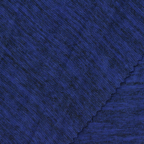 Blue Marl Rib Knit, Cotton-Poly, 239 gsm