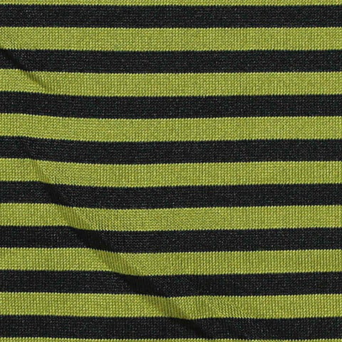Black Horizontal-Stripe Jersey Knit, Polyester, 126 gsm