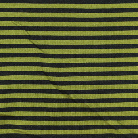 Black Horizontal-Stripe Jersey Knit, Polyester, 126 gsm