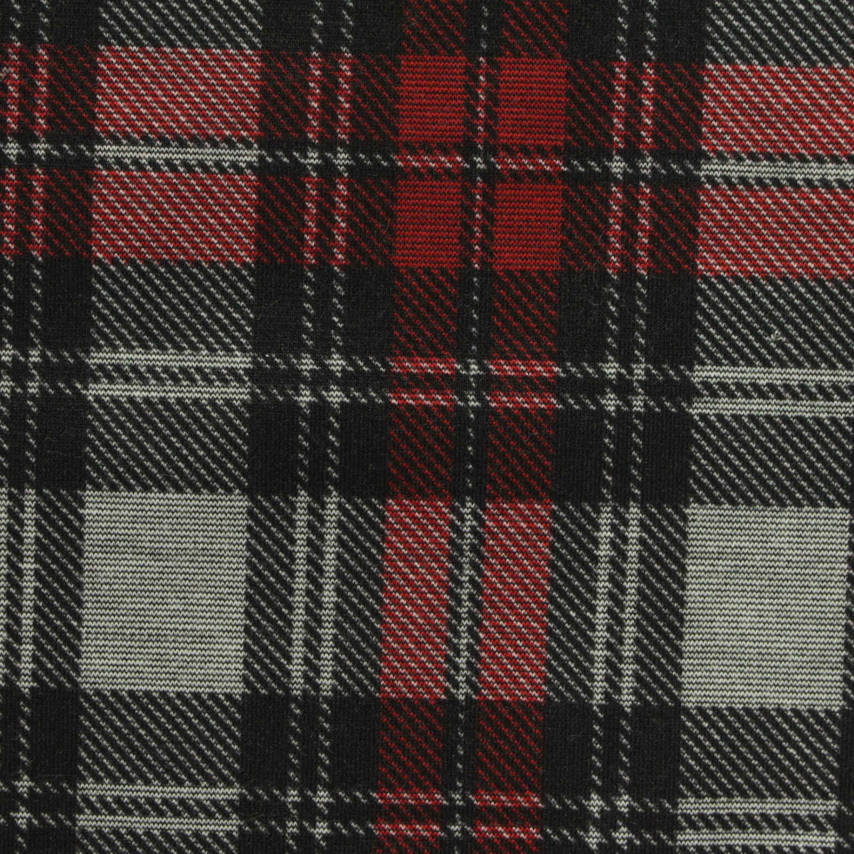 Black Plaid Knit, Polyester, 338 gsm