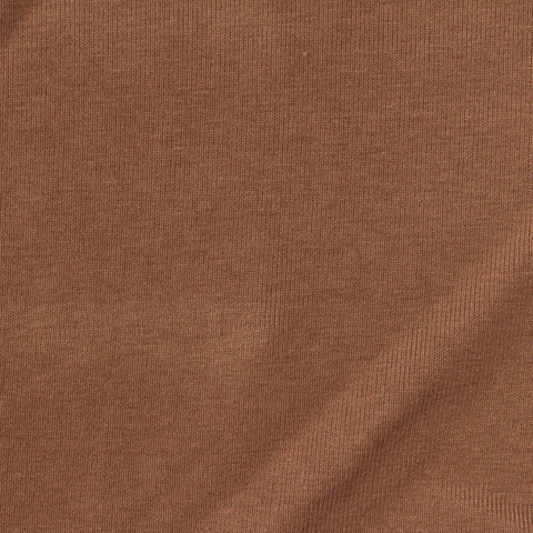Cotton Polyester Stretch Rib Knit Fabric, 410 gsm, 170 cm — Brown