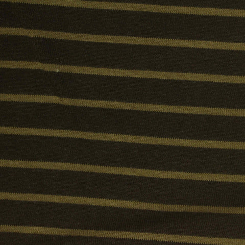 Dark Olive Horizontal-Stripe Rib Knit, Cotton-Poly