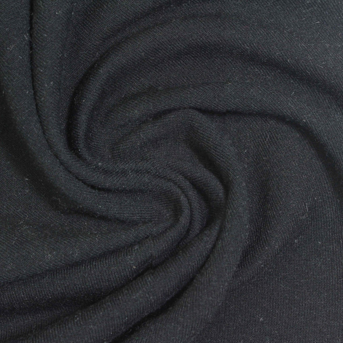 Brushed Polyester Viscose Stretch French Terry Fabric, 250 gsm — Black