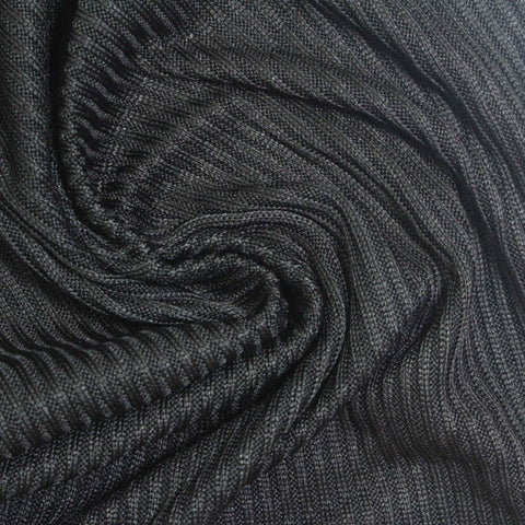 Brushed Polyester Stretch Chunky Knit Fabric, 220 gsm — Black