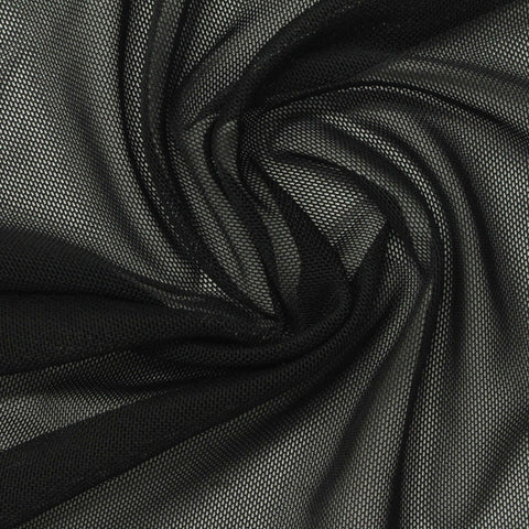 Polyester Stretch Mesh Fabric, 105 gsm, 170 cm — Black
