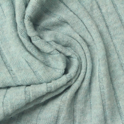 Yarn-Dyed Brushed Polyester Viscose Stretch Rib Knit Fabric, 240 gsm, 160 cm — Blue