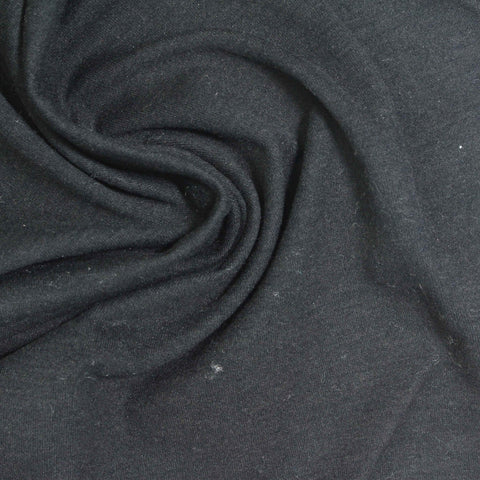 Brushed Polyester Stretch Interlock Knit Fabric, 250 gsm, 160 cm — Black