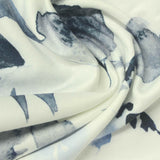 Blue Watercolor-Floral French Terry, Polyester