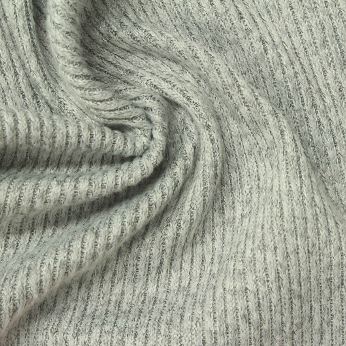 Light Grey Marl Rib Knit, Polyester, 230 gsm, 160 cm