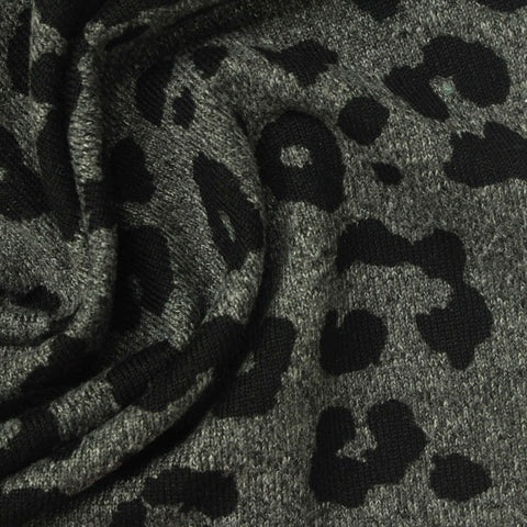 Black Leopard Jersey Knit, Polyester, 215 gsm