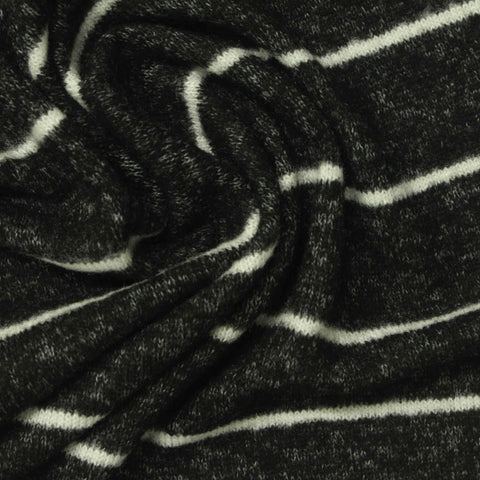 White Horizontal-Stripe Knit, Viscose-Poly, 220 gsm