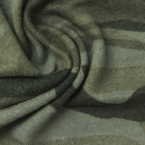 Green Camo Chunky Knit, Viscose-Poly, 286 gsm