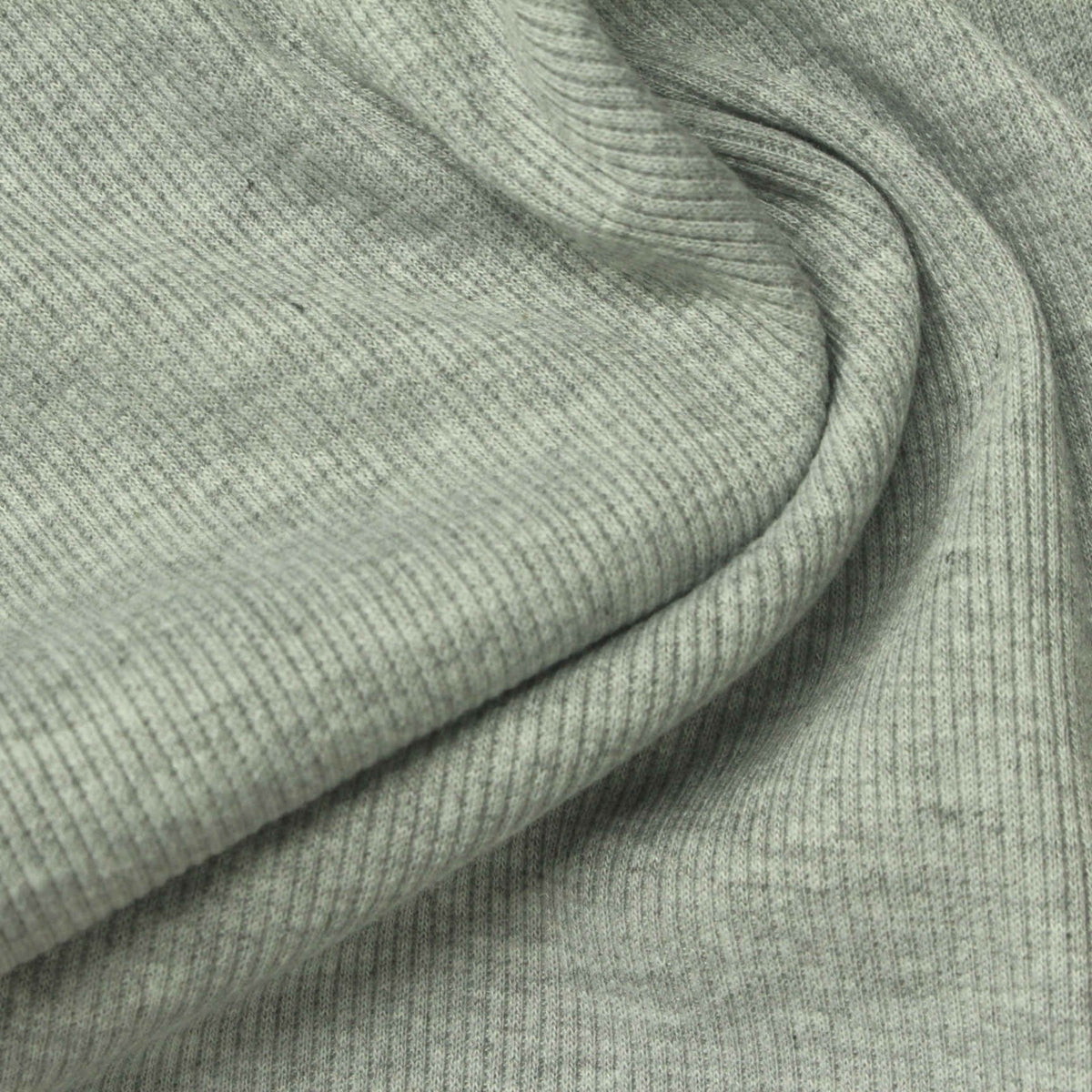 Light Grey Marl Rib Knit, Polyester, 344 gsm