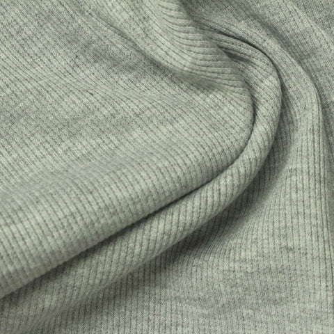 Light Grey Marl Rib Knit, Polyester, 344 gsm