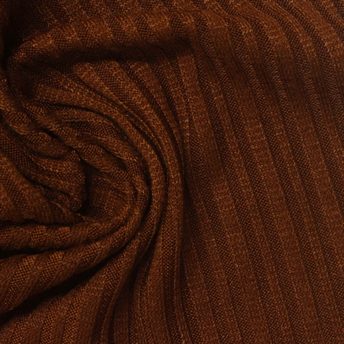 Polyester Stretch Rib Knit Fabric, 230 gsm, 153 cm — Brown