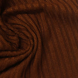Polyester Stretch Rib Knit Fabric, 230 gsm, 153 cm — Brown