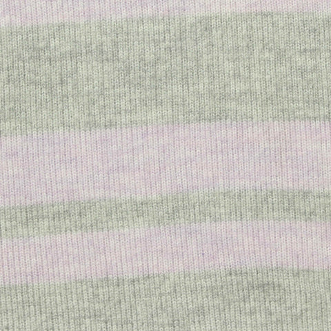 Light Green Horizontal-Stripe Chunky Knit, Viscose-Poly, 210 gsm