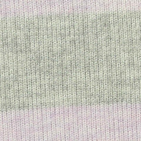 Light Green Horizontal-Stripe Chunky Knit, Viscose-Poly, 210 gsm