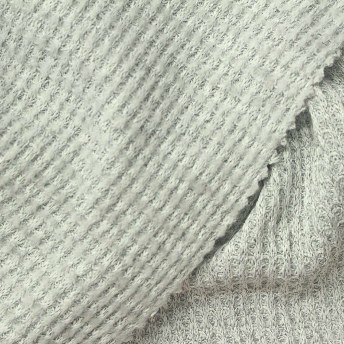 Polyester Stretch Waffle Knit Fabric, 227 gsm, 170 cm — Grey