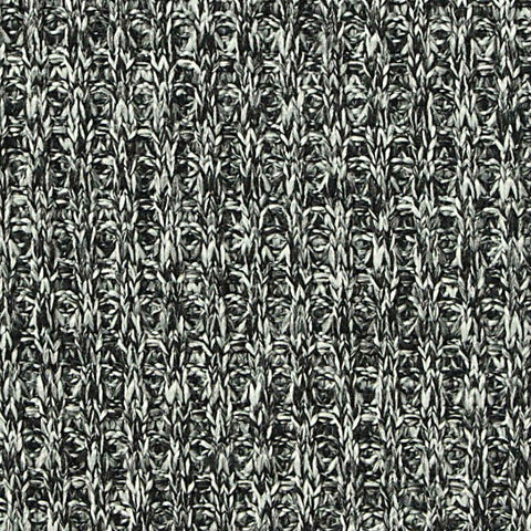 Black Marl Rib Knit, Polyester, 220 gsm, 170 cm