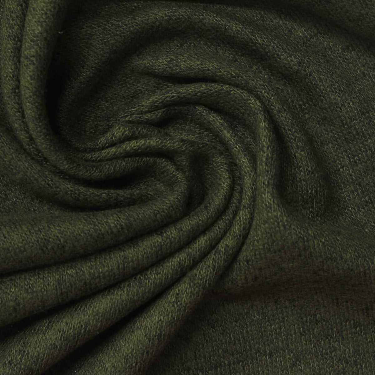 Dark Olive Marl Chunky Knit, Viscose-Poly, 180 gsm