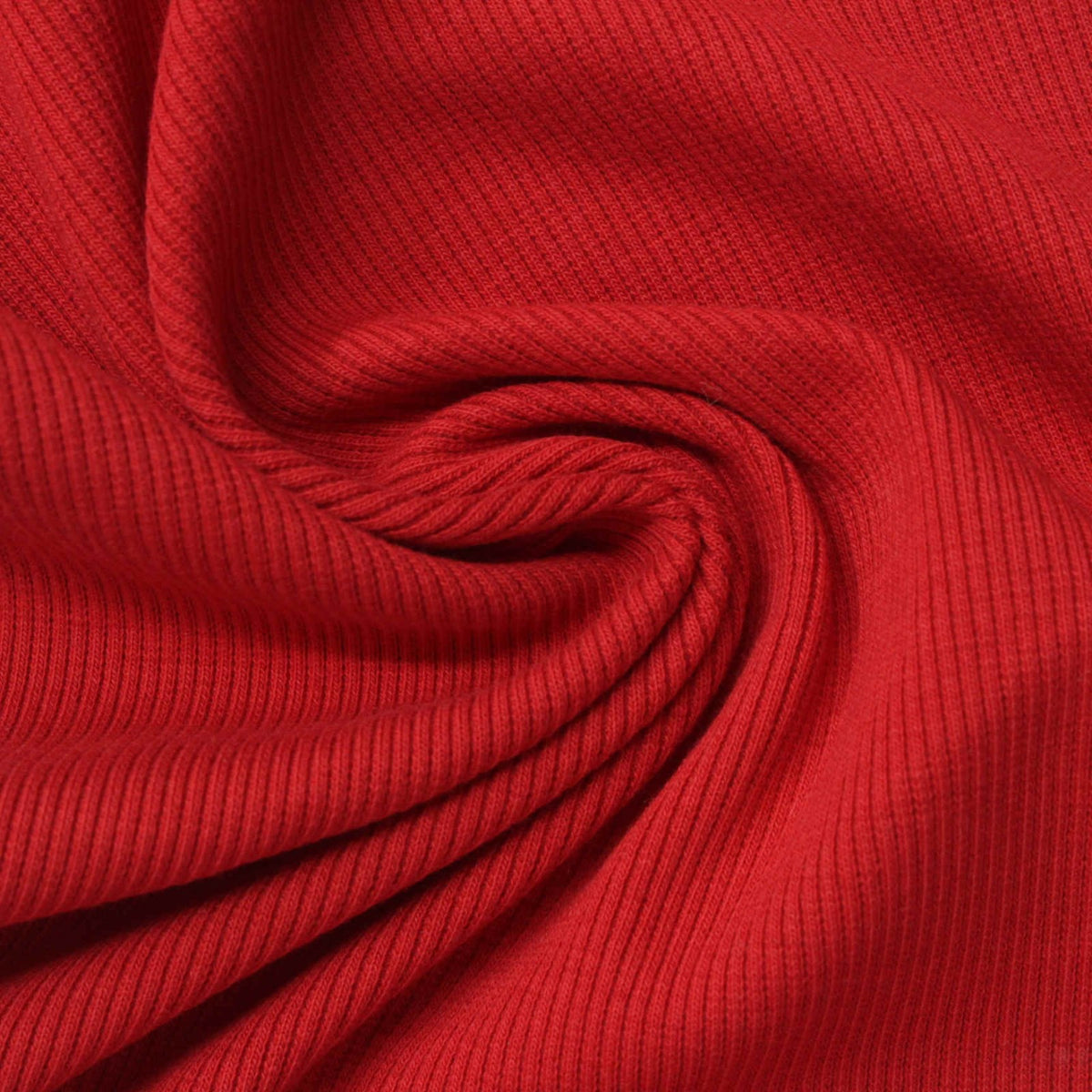Cotton Polyester Stretch Rib Knit Fabric, 410 gsm, 120 cm — Red