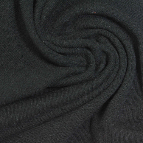 Cotton Polyester French Terry Fabric, 240 gsm, 180 cm — Black