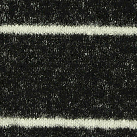 White Horizontal-Stripe Chunky Knit, Viscose-Poly, 220 gsm