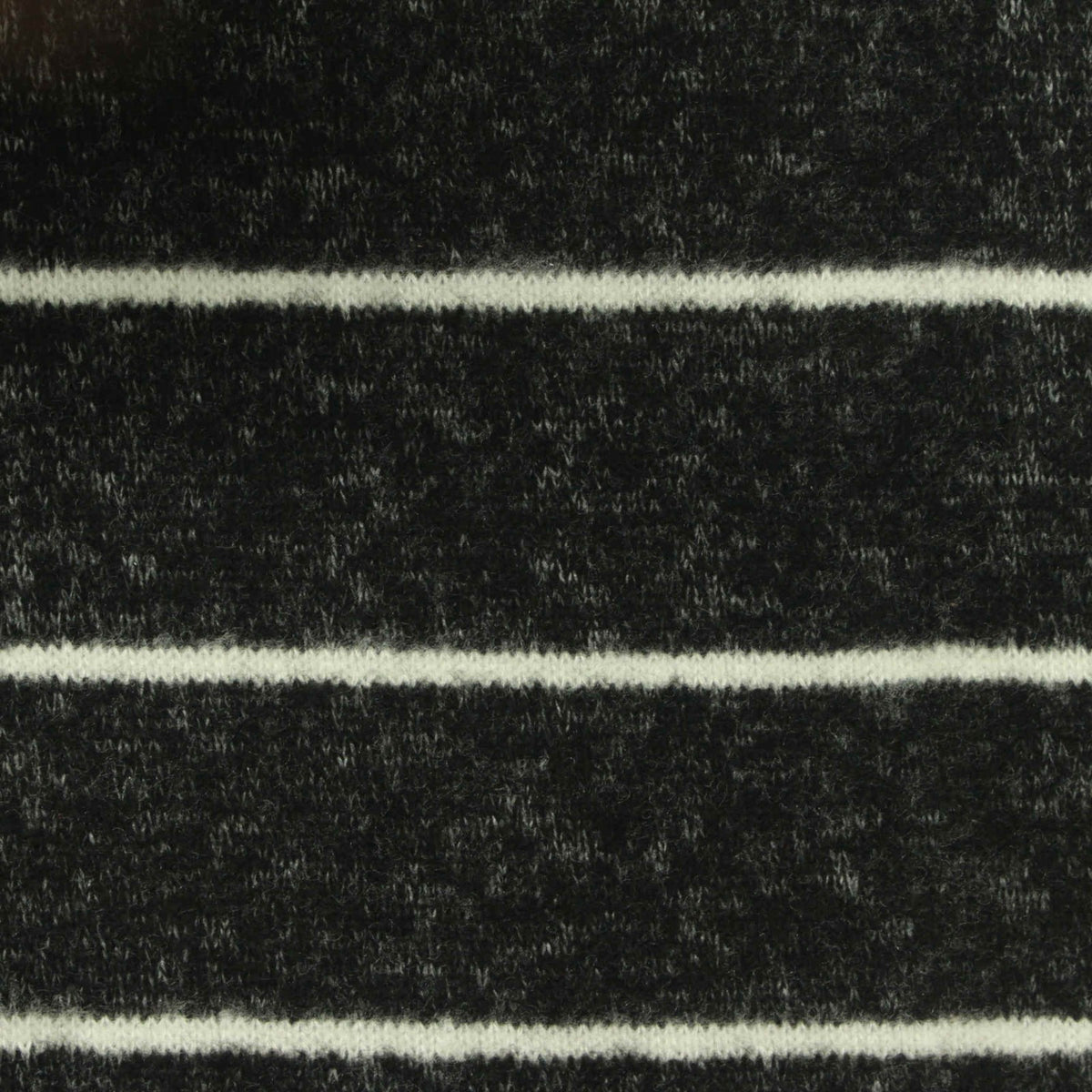 White Horizontal-Stripe Chunky Knit, Viscose-Poly, 220 gsm