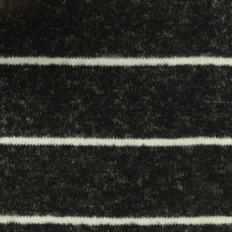 White Horizontal-Stripe Chunky Knit, Viscose-Poly, 220 gsm