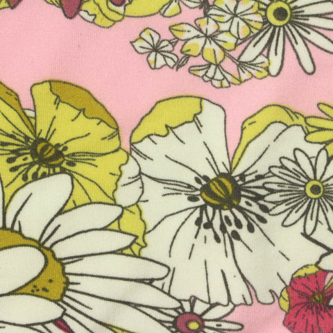 Yellow Flowers Milk Silk Knit, Polyester, 230 gsm