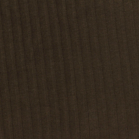 Cotton Stretch Rib Knit Fabric, 280 gsm, 170 cm — Brown