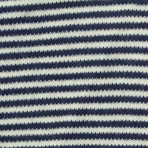 Navy Horizontal-Stripe Interlock Knit, Cotton, 200 gsm
