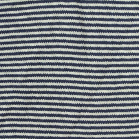 Navy Horizontal-Stripe Interlock Knit, Cotton, 200 gsm