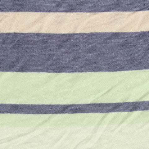 Blue Horizontal-Stripe Jersey Knit, Viscose, 180 gsm