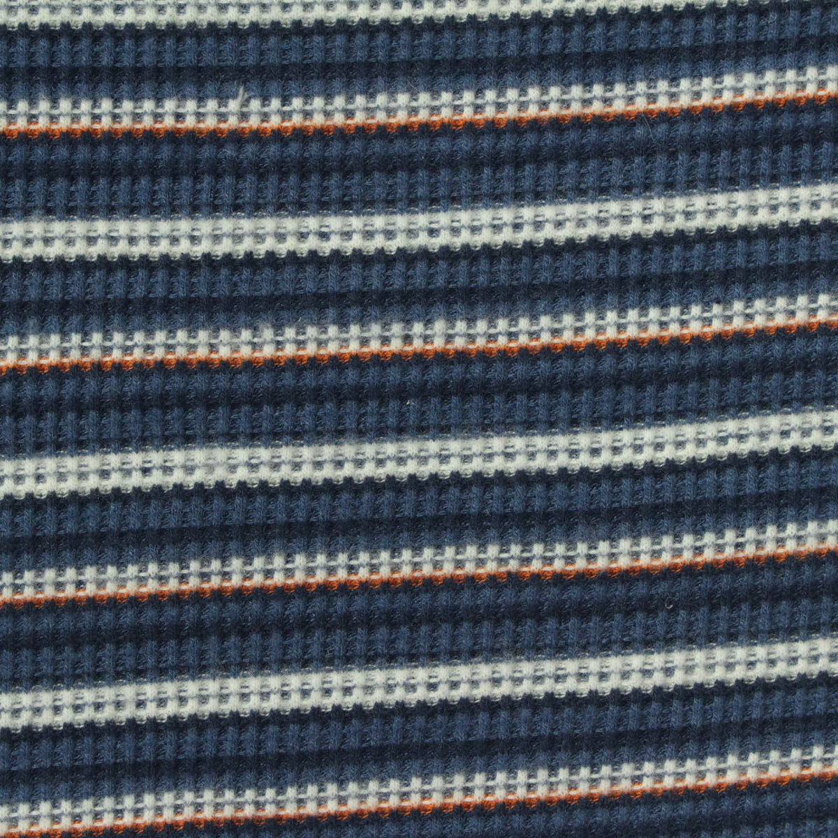 Navy Horizontal-Stripe Waffle Knit, Viscose-Poly
