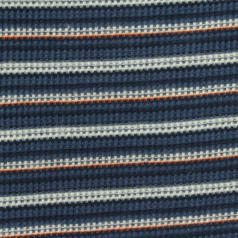 Navy Horizontal-Stripe Waffle Knit, Viscose-Poly