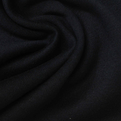 Brushed Polyester Cotton French Terry Fabric, 272 gsm, 168 cm — Black