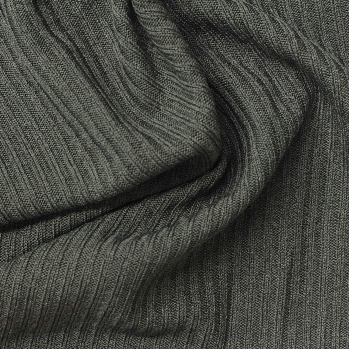 Polyester Stretch Rib Knit Fabric, 206 gsm, 168 cm — Green