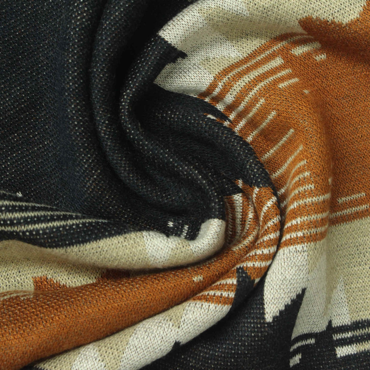 Black Abstract Jacquard, Poly-Cotton, 300 gsm