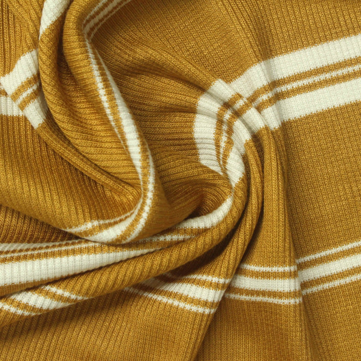Mustard Horizontal-Stripe Rib Knit, Viscose