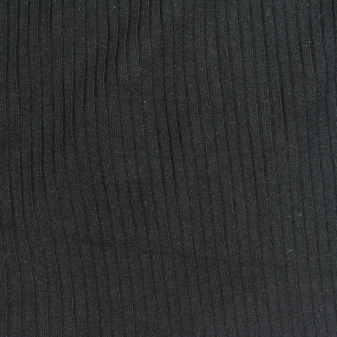 Viscose Stretch Rib Knit Fabric, 285 gsm, 130 cm — Black
