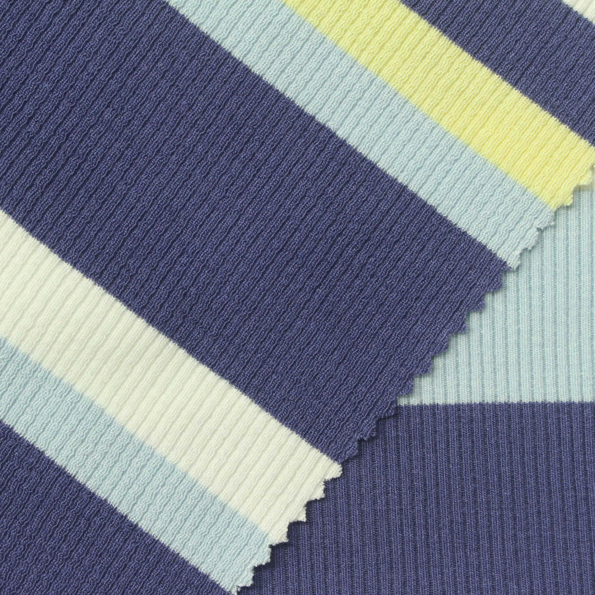 Dark Blue Diagonal-Stripe Rib Knit, Viscose