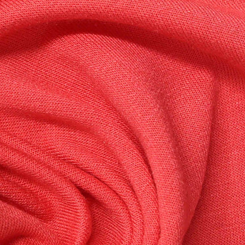 Polyester Viscose Stretch French Terry Fabric, 240 gsm, 160 cm — Red