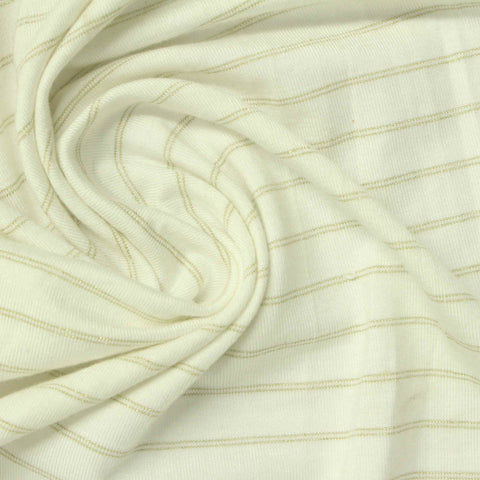 Beige Horizontal-Stripe Jersey Knit, Viscose, 230 gsm